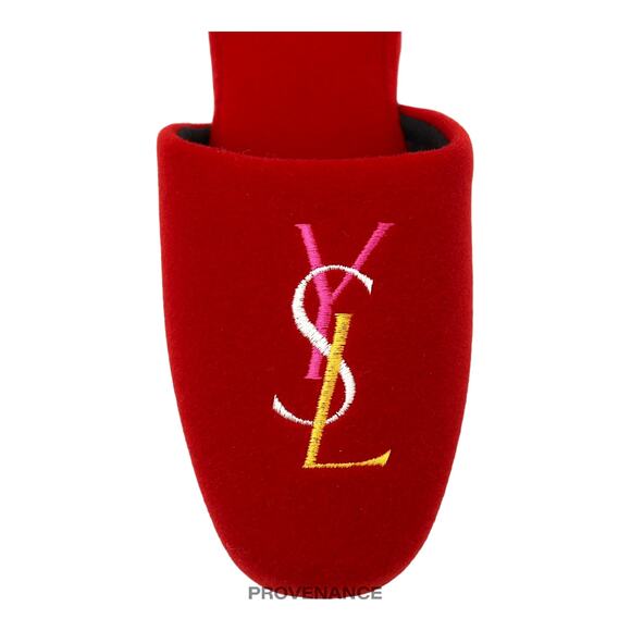 🔴 Yves Saint Laurent YSL Logo Slipper - Red Velour - Picture 5 of 6